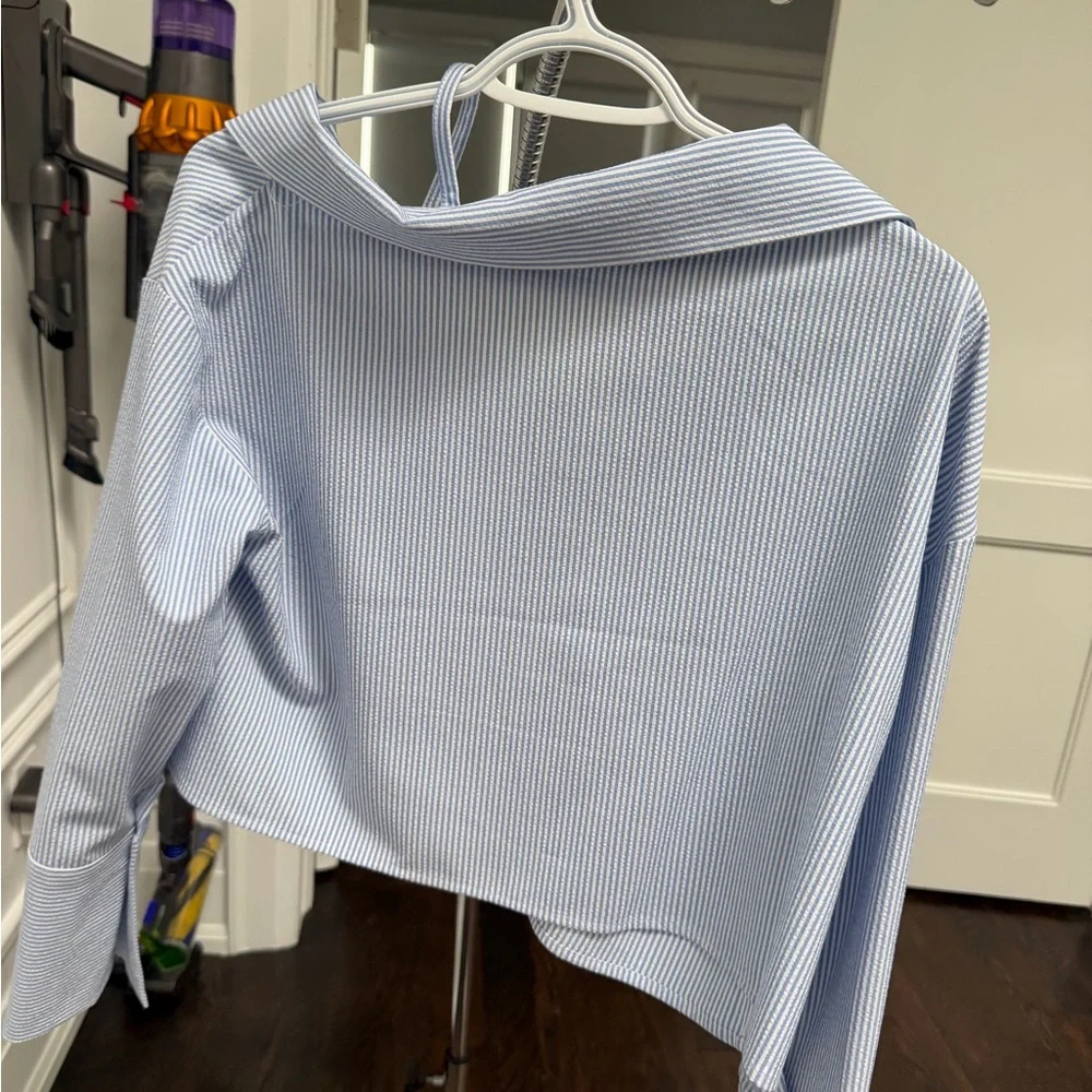 Oak and Fort Striped Off-Shoulder Shirt - Picture 7 of 8